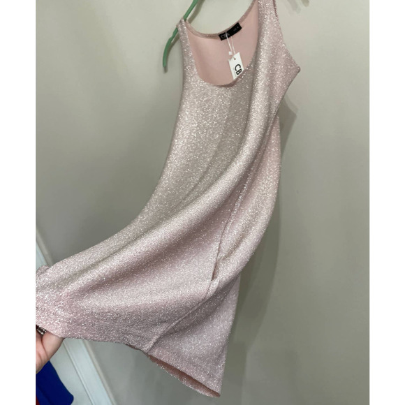 Womens Pink BodyCon Dress CBR Rose Silver Tank Dress Sz M NEW Fitted - Picture 4 of 10